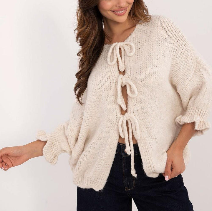Italy Moda – Stickad Cardigan med Knytband