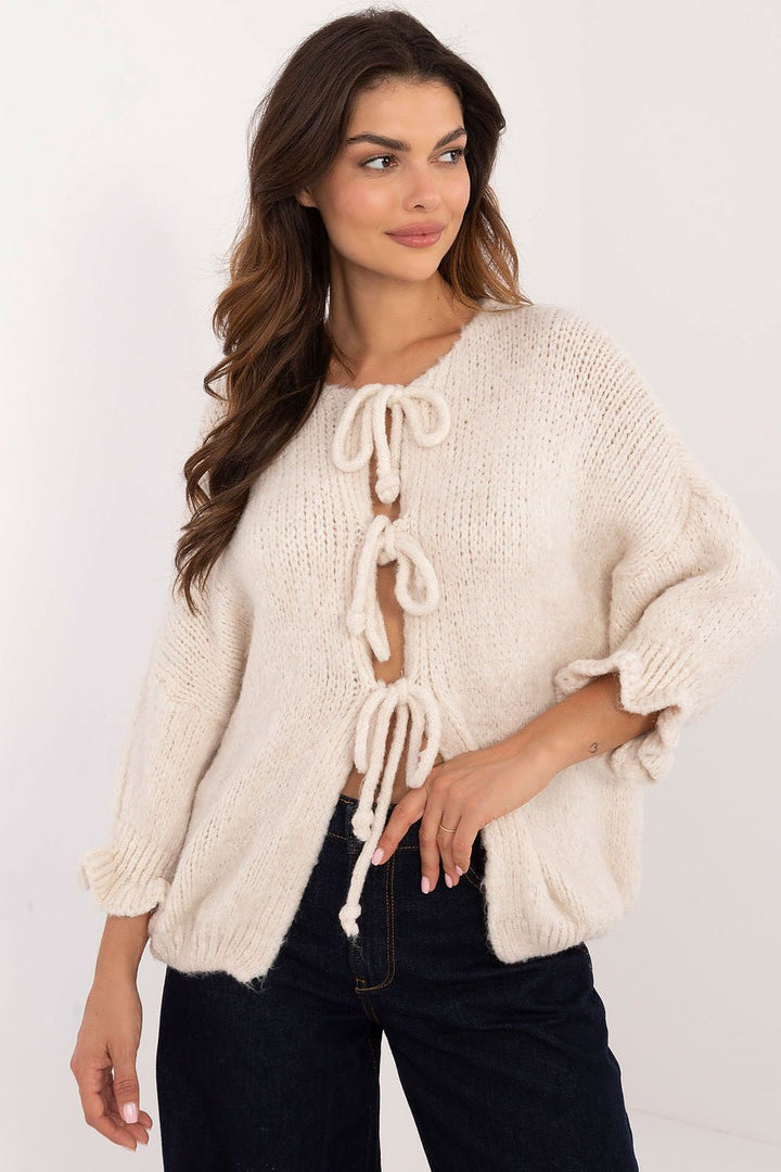 Italy Moda – Stickad Cardigan med Knytband