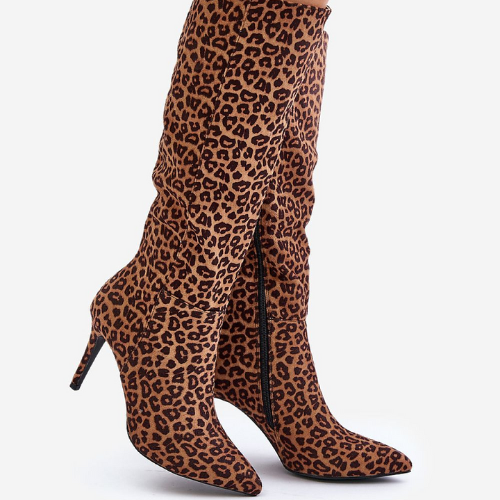 Leopard-stövlar i Eco-Suede